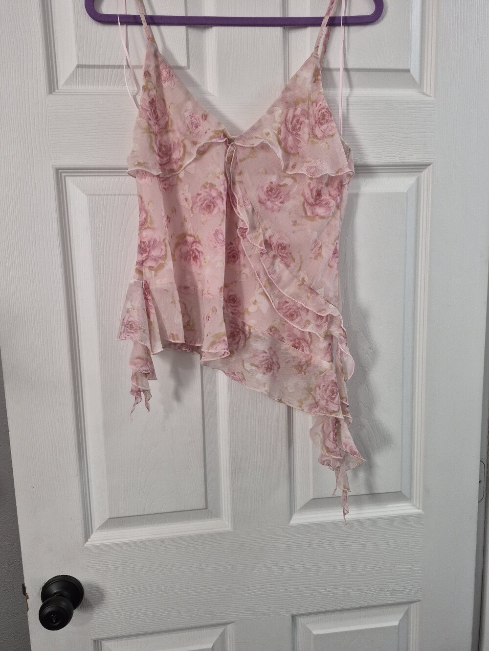 Floral Pink Ruffle Cami Top - Picture 4 of 8